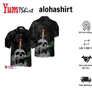 Skull & Snake Gothic Hawaiian Shirt Dark Sword Melted Black Skull Hawaiian Shirt