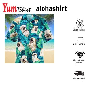 Smiling Tibetan Spaniel Dog Tropical Palm Leaves Hawaiian Shirt Summer Hawaii Shirt For Men Women