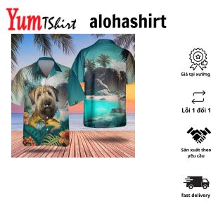 Smiling Tibetan Spaniel Dog Tropical Palm Leaves Hawaiian Shirt Summer Hawaii Shirt For Men Women
