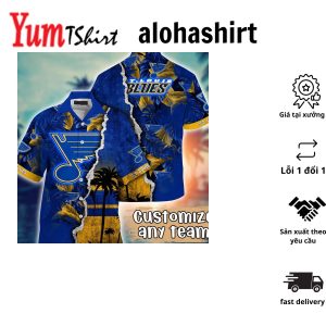 St Louis Blues NHL Hawaiian Shirt Custom Tan Lines Aloha Shirt