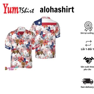 Texas Longhorn Bluebonnet And Armadillo Hawaiian Shirt Button Down Floral Texas Flag Shirt Proud Texas Shirt For Men