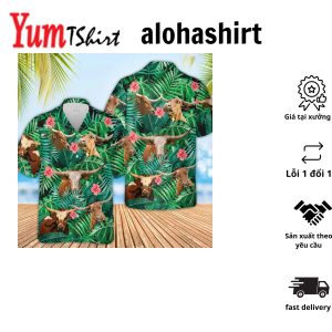 Texas Longhorn Cow Hawaiian Shirt Farmer Hawaiian Shirts Summer Tropical Shirts Gift For Him Funny Hawaiian Shirts
