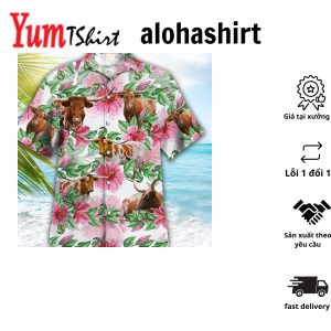 Texas Longhorn Cow Hawaiian Shirt Farmer Hawaiian Shirts Tropical Shirts Gift For Him Funny Hawaiian Shirts