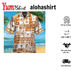 Texas Longhorns Short Sleeve Button Up Tropical Hawaiian Shirt VER024