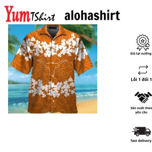Texas Longhorns Short Sleeve Button Up Tropical Hawaiian Shirt VER025
