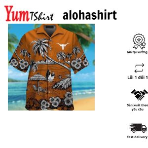 Texas Longhorns Short Sleeve Button Up Tropical Hawaiian Shirt VER08