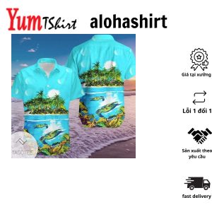 Tropical Island Scene With Turtles Hawaiian Shirt Masterpiece