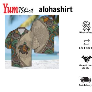 Turtle Mandala Hawaiian Shirt Turtle Lover Hawaiian Shirt For