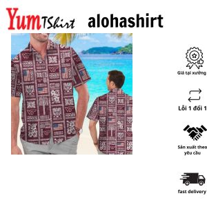 Virginia TecHokies Summer Commemorative Short Sleeve Button Up Tropical Hawaiian Shirt