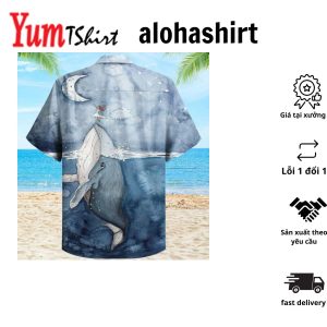 Whale Moon Blue Hawaiian Shirt 3D Summer Gifts
