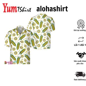 Yellow Corncobs Corn Hawaiian Shirt Corn Shirt Short Sleeve Button Corn Cob Shirt Corn Gift