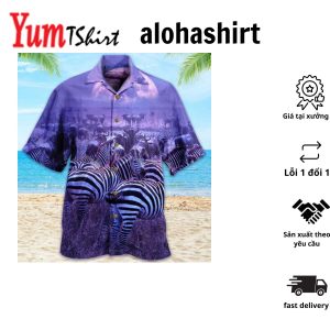 Zebra Violet Fashion Hawaiian Shirt 3D